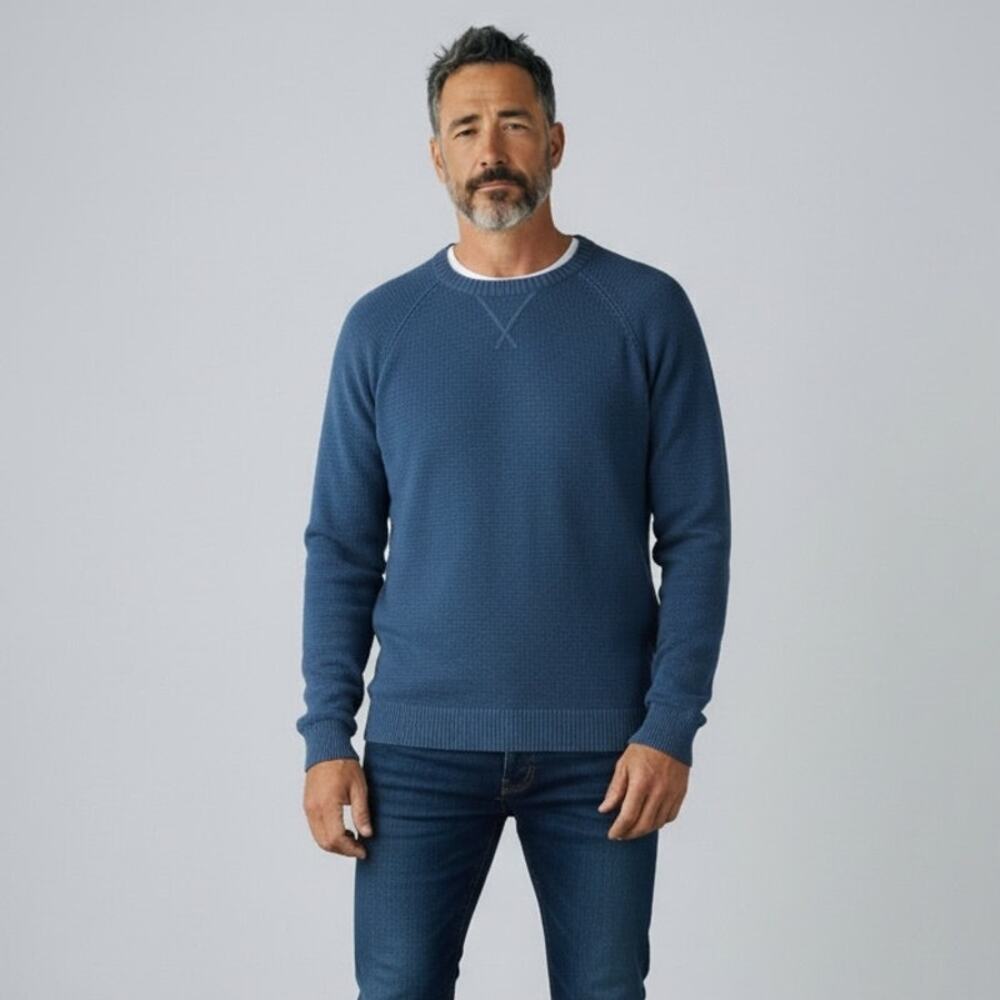 Thomas Sterling Textured Knit Crew Neck Sweater NWT Men's Sz S Washed Blue